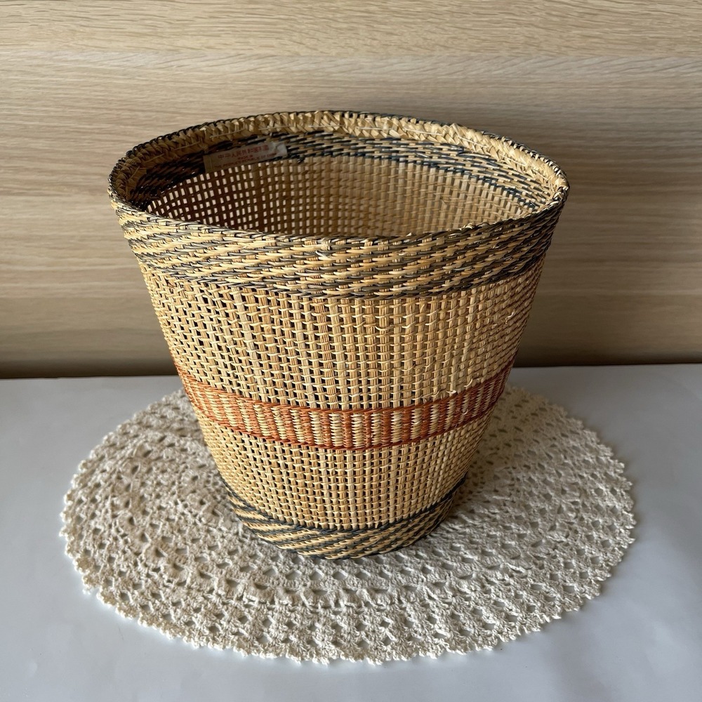 Vintage Boho Handwoven Chinese Basket Planter 1970s Peoples Republic Of China